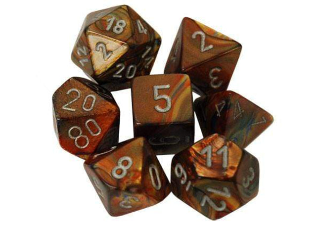 Gamers Guild AZ Chessex CHX27493 - Chessex 7 Die Set Gold / Silver Lustrous Chessex