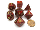 Gamers Guild AZ Chessex CHX27504 -  Chessex 7 Die Set Glitter Ruby/Gold Chessex