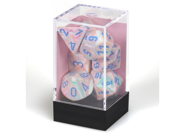 Gamers Guild AZ Chessex CHX27544 - Chessex 7 Die Set Festive Pop-Art/Blue Chessex