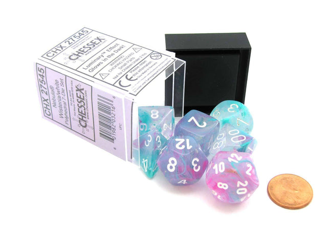 Gamers Guild AZ Chessex CHX27545 - Chessex 7 Die Set Nebula Wisteria White Luminary Chessex