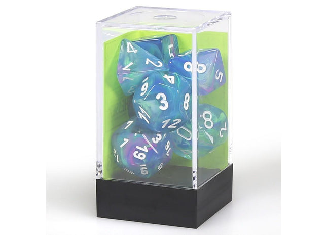 Gamers Guild AZ Chessex CHX27546 - Chessex 7 Die Set Festive Waterlily/White Chessex