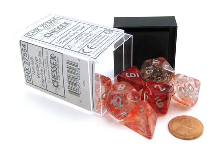 Gamers Guild AZ Chessex CHX27554 - Chessex 7 Die Set Nebula Red Silver Luminary Chessex