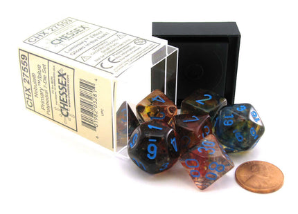 Gamers Guild AZ Chessex CHX27559 - Chessex 7 Die Set Nebula Primary Turquoise Luminary Chessex