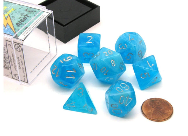 Gamers Guild AZ Chessex CHX27566 -  Chessex 7 Die Set Luminary Sky/Silver Chessex