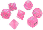 Gamers Guild AZ Chessex CHX27584 - Chessex 7 Die Set Borealis Pink Silver Luminary Chessex