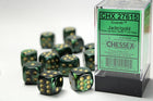 Gamers Guild AZ Chessex CHX27615 - Chessex 16mm Set of 12 D6 Scarab Jade/Gold Chessex