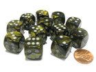 Gamers Guild AZ Chessex CHX27618 - Chessex 16mm Black Gold / Silver Leaf Chessex