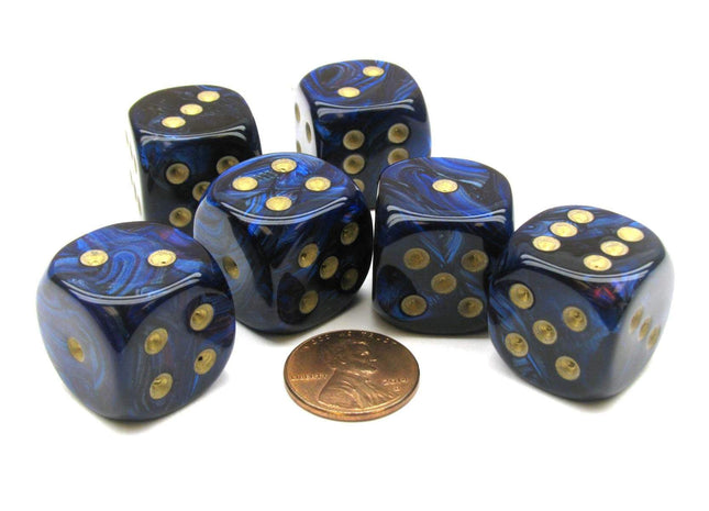 Gamers Guild AZ Chessex CHX27627 - Chessex 16mm Royal Blue / Gold Scarab Chessex
