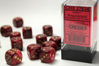 Gamers Guild AZ Chessex CHX27634 - Chessex 16mm Set of 12 D6 Vortex Burgundy/Gold Chessex