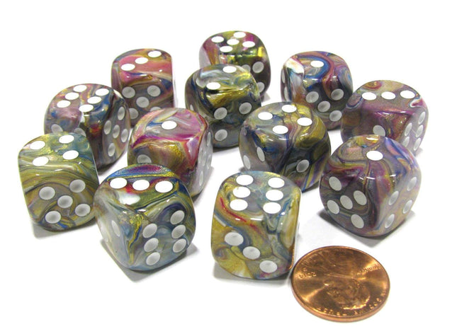 Gamers Guild AZ Chessex CHX27640 - Chessex 16mm Carousel / White Festive Chessex