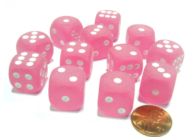 Gamers Guild AZ Chessex CHX27664 - Chessex 16mm Pink/White Frosted Chessex