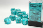 Gamers Guild AZ Chessex CHX27665 - Chessex 16mm Set of 12 D6 Cirrus Aqua/Silver Chessex