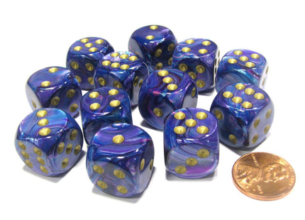 Gamers Guild AZ Chessex CHX27697 - Chessex 16mm Purple / Gold Lustrous Chessex