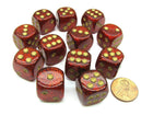 Gamers Guild AZ Chessex CHX27704 - Chessex 16mm  Block Glitter Ruby / Gold Chessex