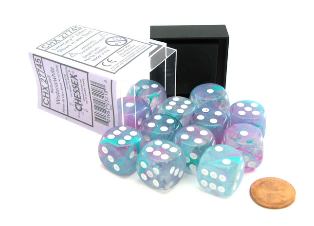 Gamers Guild AZ Chessex CHX27745 - Chessex 16mm Nebula Wisteria/White Luminary Chessex