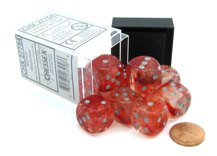 Gamers Guild AZ Chessex CHX27754 - Chessex 16mm Nebula Red Silver Luminary Chessex