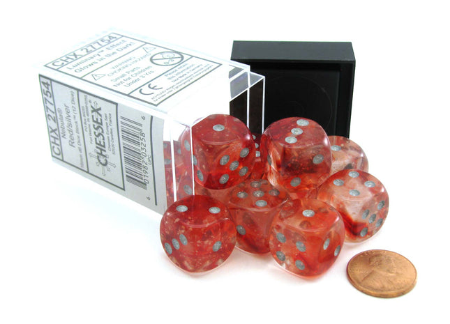 Gamers Guild AZ Chessex CHX27754 - Chessex 16mm Nebula Red Silver Luminary Chessex