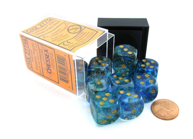 Gamers Guild AZ Chessex CHX27756 - Chessex 16mm Nebula Oceanic Gold Luminary Chessex