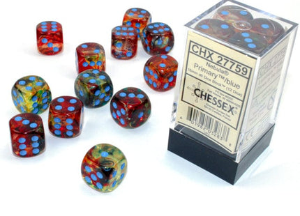 Gamers Guild AZ Chessex CHX27759 - Chessex 16mm Set of 12 D6 Nebula Primary/Blue Chessex