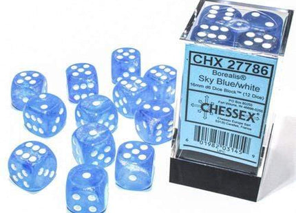 Gamers Guild AZ Chessex CHX2778 - Chessex 16mm Borealis Sky Blue White Luminary Chessex