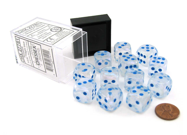 Gamers Guild AZ Chessex CHX27781 - Chessex 16mm D6 Borealis Icicle Lt Blue Luminary Chessex