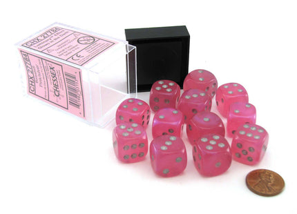 Gamers Guild AZ Chessex CHX27784 - Chessex 16mm D6 Borealis pink Silver Luminary Chessex