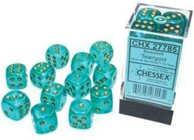 Gamers Guild AZ Chessex CHX27785 - Chessex 16mm Borealis Teal Gold Luminary Chessex