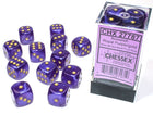 Gamers Guild AZ Chessex CHX27787 - Chessex 16mm Set of 12 D6 Borealis Royal Purple/Gold Chessex
