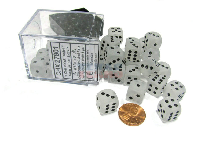 Gamers Guild AZ Chessex CHX27801 - Chessex 12mm Clear/Black Frosted Chessex