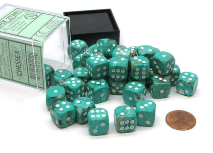 Gamers Guild AZ Chessex CHX27803 - Chessex 12mm Marble Oxi-Copper/White Chessex