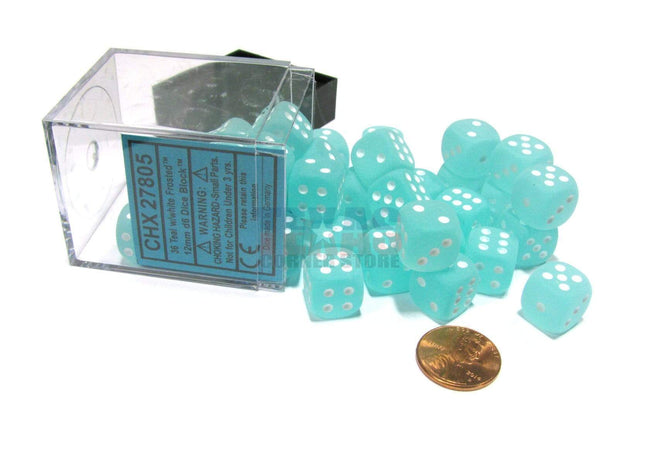 Gamers Guild AZ Chessex CHX27805 - Chessex 12mm Teal / White Frosted Chessex