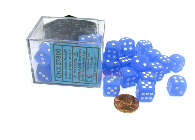 Gamers Guild AZ Chessex CHX27806 - Chessex 12mm Blue / White Frosted Chessex