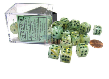 Gamers Guild AZ Chessex CHX27809 - Chessex 12mm Green/Dark Green Marble Chessex