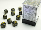 Gamers Guild AZ Chessex CHX27818 -  Chessex 12mm D6 Black Gold/Silver Leaf Chessex