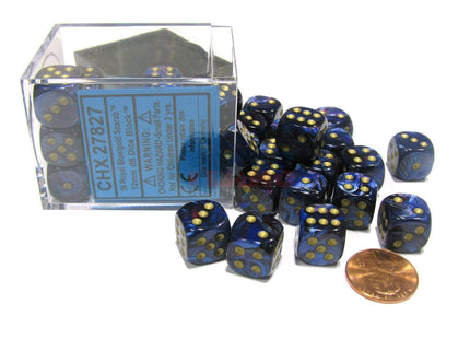 Gamers Guild AZ Chessex CHX27827 - Chessex 12mm Royal Blue / Gold Scarab Chessex