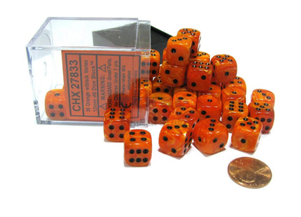 Gamers Guild AZ Chessex CHX27833 -  Chessex 12mm D6 Orange/Black Vortex Chessex