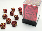 Gamers Guild AZ Chessex CHX27834 -  Chessex 12mm D6 Burgundy/Gold Vortex Chessex