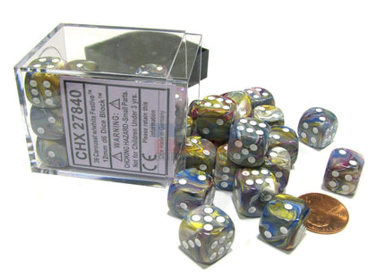 Gamers Guild AZ Chessex CHX27840 CHESSEX CAROUSEL / WHITE 12MM FESTIVE Chessex