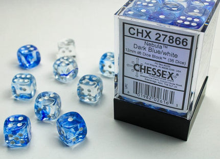 Gamers Guild AZ Chessex CHX27866 -  Chessex 12mm D6 Dark Blue/White Nebula Chessex