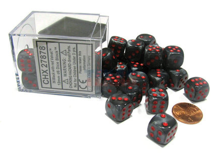 Gamers Guild AZ Chessex CHX27878 - Chessex 12mm Black/Red Velvet Chessex