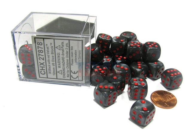 Gamers Guild AZ Chessex CHX27878 - Chessex 12mm Black/Red Velvet Chessex