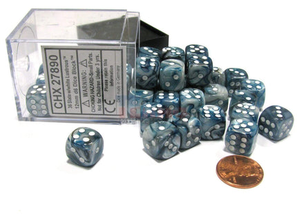 Gamers Guild AZ Chessex CHX27890 - Chessex 12mm Slate / White Lustrous Chessex