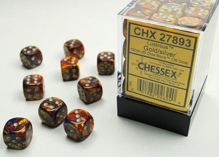 Gamers Guild AZ Chessex CHX27893 -  Chessex 12mm D6 Gold/Silver Lustrous Chessex