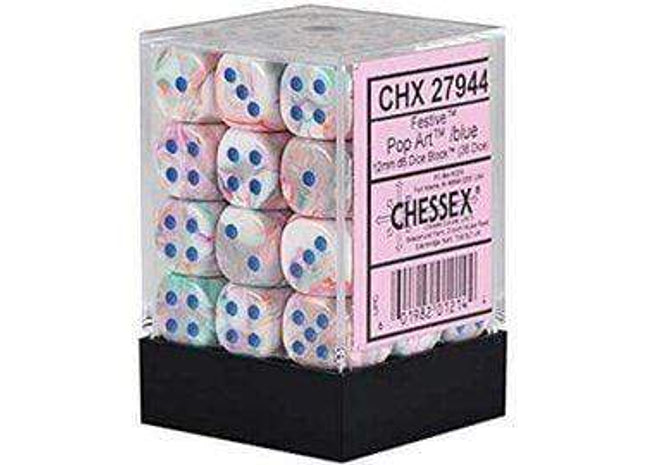 Gamers Guild AZ Chessex CHX27944 - Chessex 12mm Festive Pop-Art/Blue Chessex