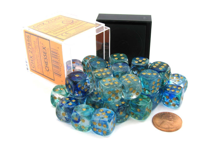 Gamers Guild AZ Chessex CHX27956 – Chessex 12mm Nebula Oceanic Gold Luminary Chessex