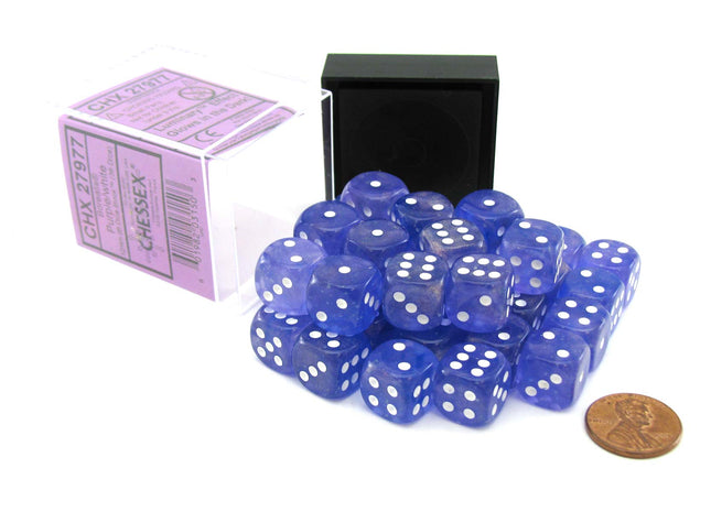 Gamers Guild AZ Chessex CHX27977 - Chessex 12mm D6 Borealis Purple White Luminary Chessex
