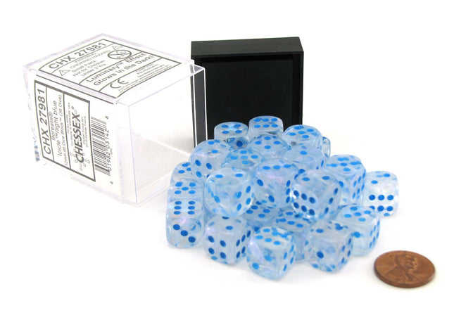 Gamers Guild AZ Chessex CHX27981 - Chessex 12mm D6 Borealis Icicle Lt Blue Luminary Chessex