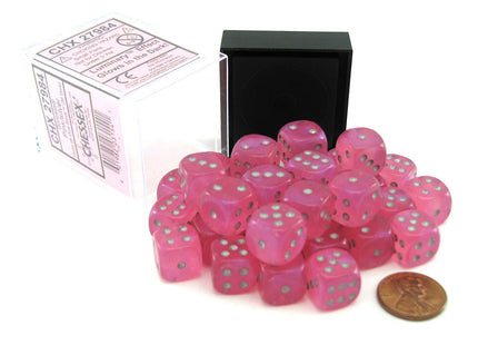 Gamers Guild AZ Chessex CHX27984 - Chessex 12mm Borealis Pink Silver Luminary Chessex