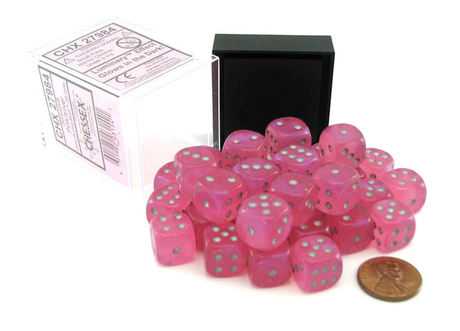 Gamers Guild AZ Chessex CHX27984 - Chessex 12mm Borealis Pink Silver Luminary Chessex