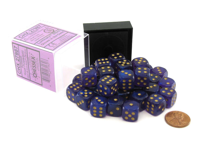Gamers Guild AZ Chessex CHX27987 - Chessex 12mm D6 Borealis Royal Purple Gold Luminary Chessex